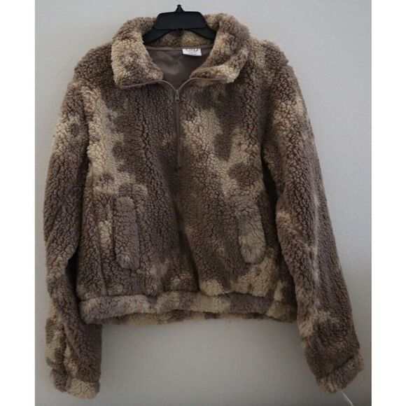 Sage Collective 1TXJ04SN Womens Sz S Brown/Cream Sage Sherpa Pullover Jacket $85 - Picture 1 of 6